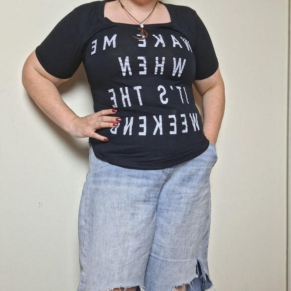 Fifth Sun Black and White Weekend Graphic T Shirt - Picture 1 of 6